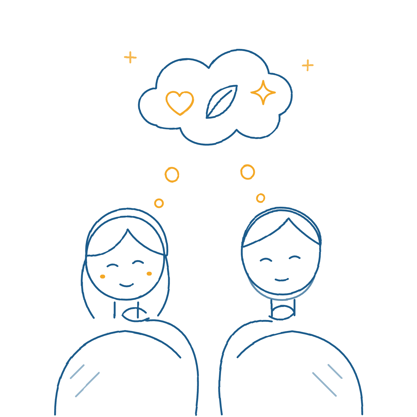 Ilustración: pareja pensando en comer bien